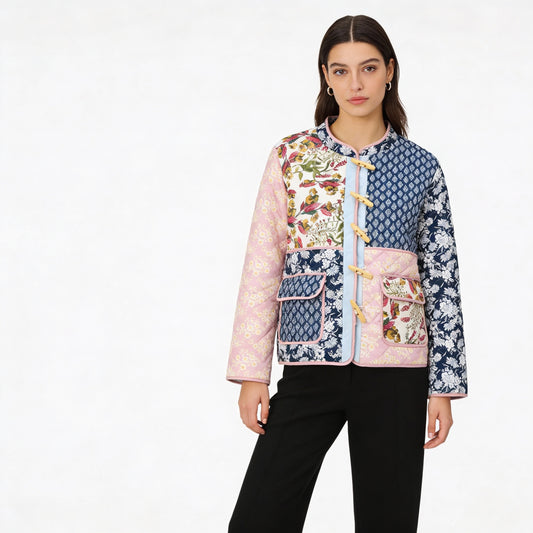 In Style Printing Patchwork Padded Jacket