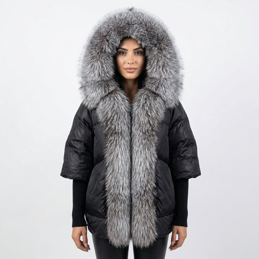 White Duck Down Real Fur Collar Down Jacket