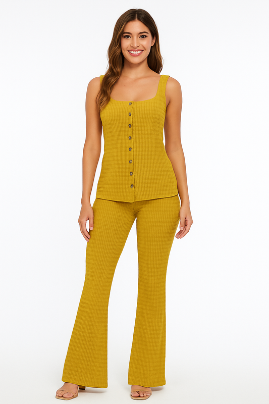 Japanese & Korean Casual Sleeveless Top & Pants Set