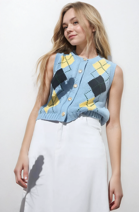 Preppy Style Fresh & Sweet Distressed Knitted Vest