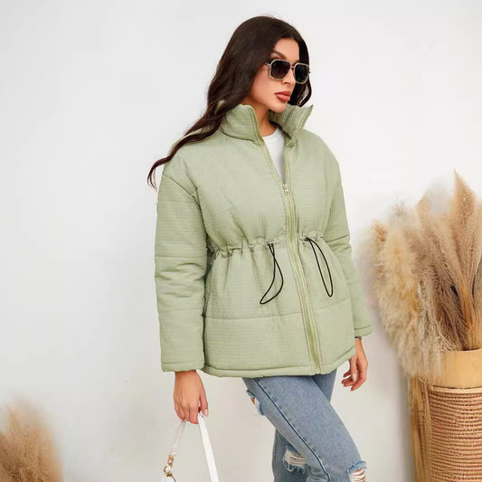Cinched Drawstring Cotton Coat