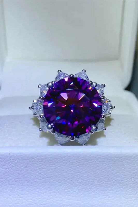10 Carat Moissanite 925 Sterling Silver Flower Shape Ring