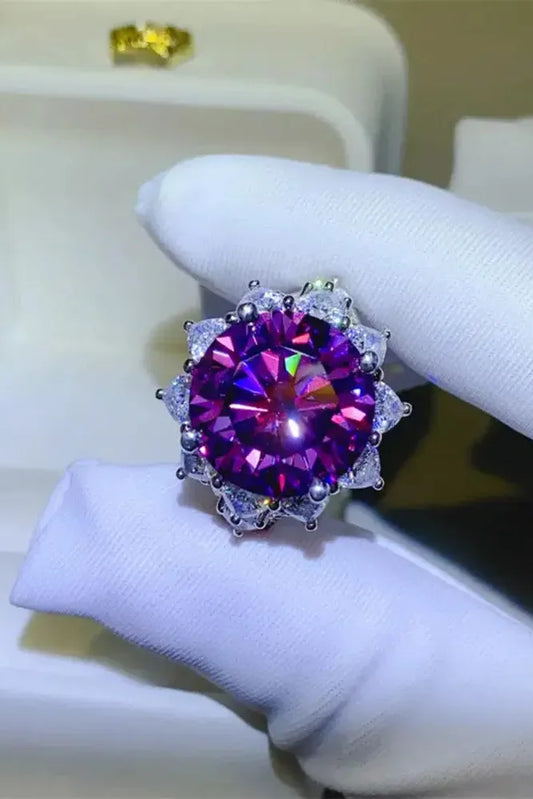 10 Carat Moissanite 925 Sterling Silver Flower Shape Ring