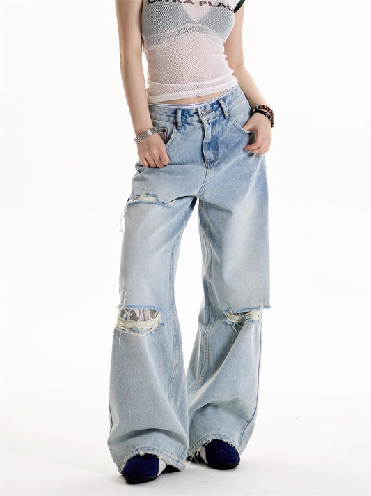 No Rules Distressed Wide Leg Jeans