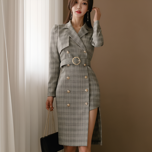 Heritage Charm Plaid Long Sleeve Dress