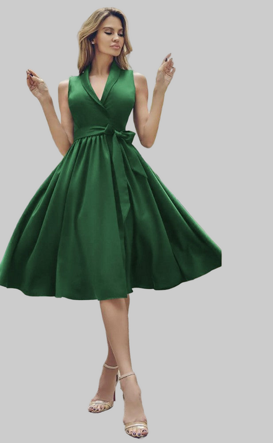 Robe midi décontractée sans manches avec ceinture