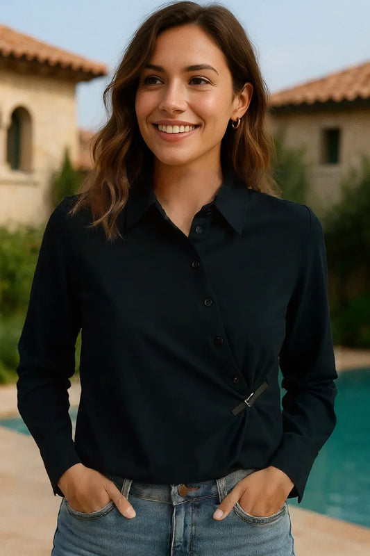 Midnight Slink Button-Up