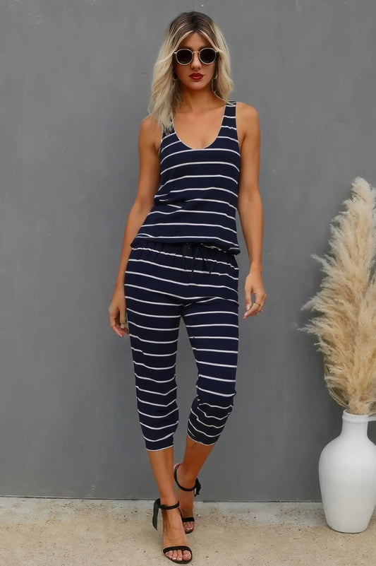 Light Plans Sleeveless Drawstring Jumpsuit
