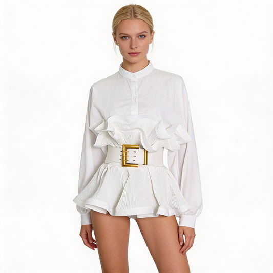 Romance Ruffle Lace-Up Top