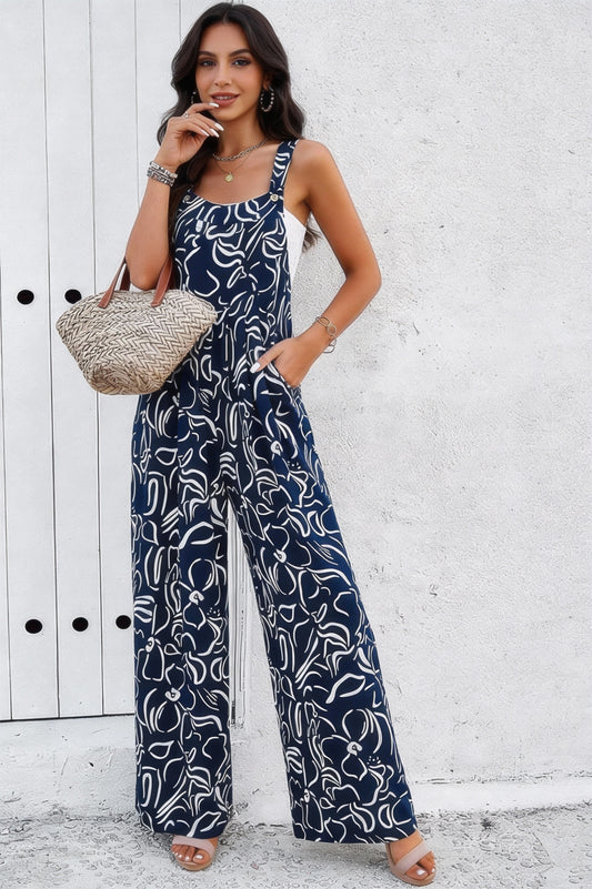 Keepin' It Simple Print Jumpsuit