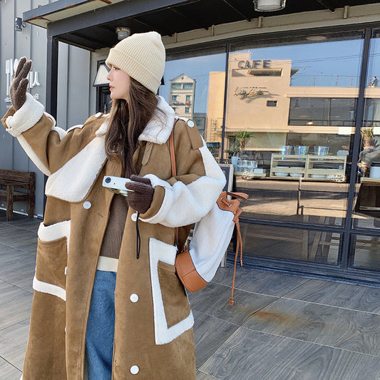 Retro Khaki Patchwork Pocket Coat