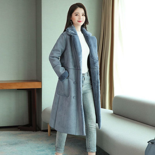 Elegant Double-Breasted Wool Coat for Women