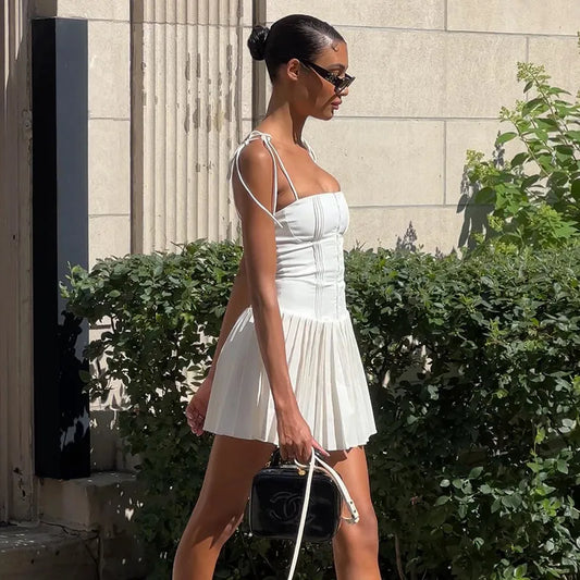 Robe moulante corset à bretelles de style français