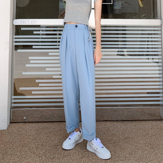 Crisp High-Waist Pleated Trousers