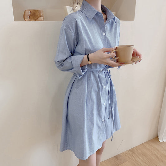 Robe chemise moulante à rayures Natalia