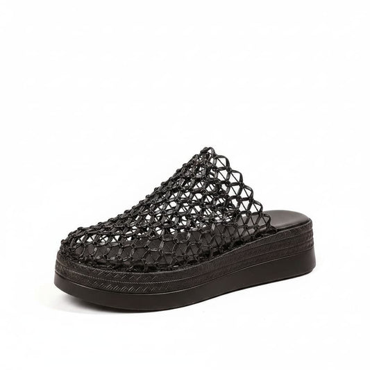 Woven Net Design Platform Sandals