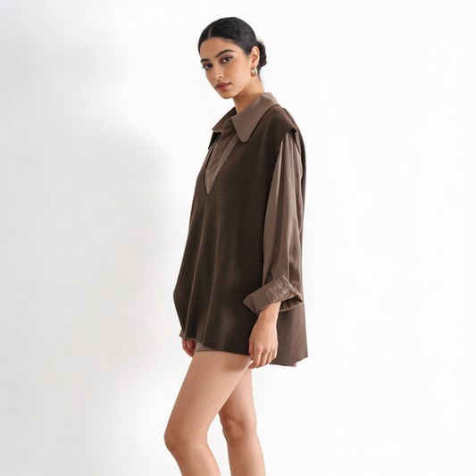 Put Together In Minutes Sweater-Drape Blouse