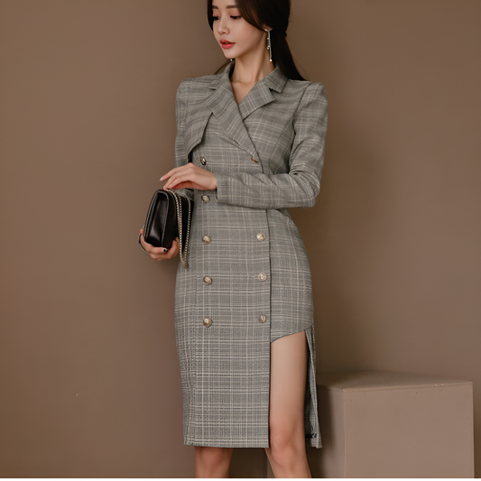 Heritage Charm Plaid Long Sleeve Dress