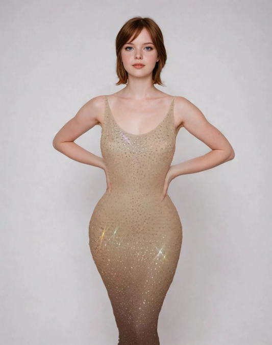 Diamond Hour Dusted Mesh Sleeveless Gown