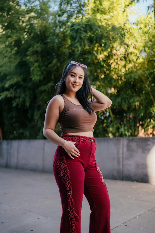 Embroidery Flex Denim Trousers