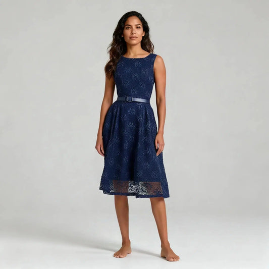 Robe longue élégante en dentelle sans manches – Robe de demoiselle d'honneur et de soirée sexy