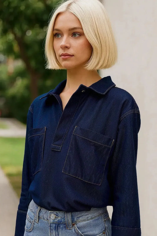 Weekend Attitude Denim Shirt – Dark Wash