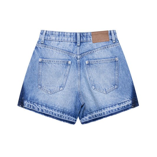 Two-Tone Patchwork Denim Shorts