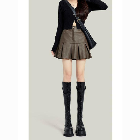 Arabella Faux Leather Pleated Mini Skirt