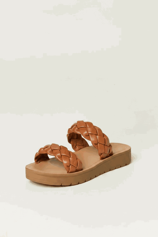 WILD DIVA Woven Dual Band Platform Sandals