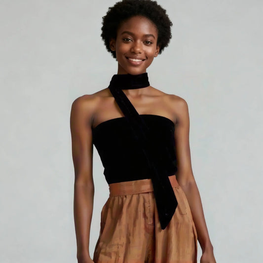 Elegance Draped – Black Sleeveless Top