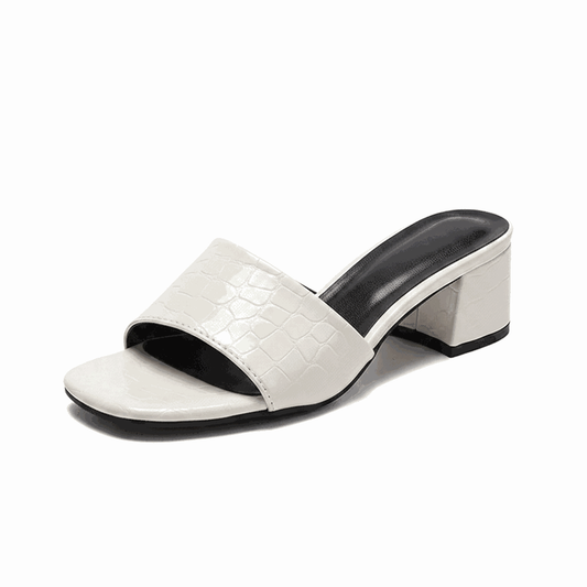 Midnight Luxe Croc Mule open Toe Block Heels