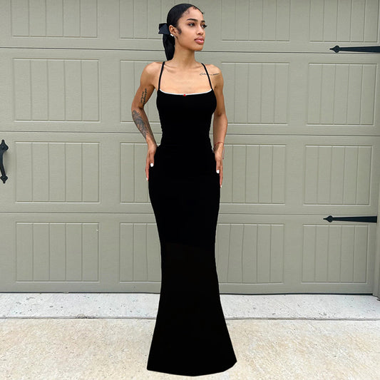 Robe queue de poisson enchanteresse en dentelle noire