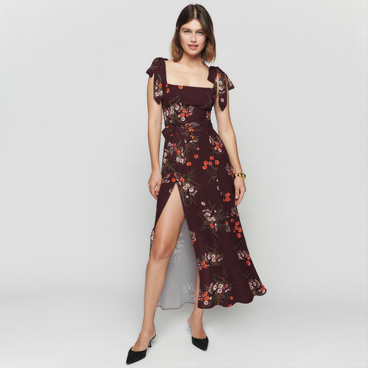 Robe bustier fleurie à bretelles dos nu – Style chic printemps-été