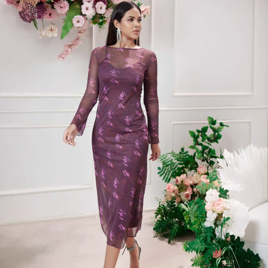 Laid Back Mesh Floral Two Piece Dress