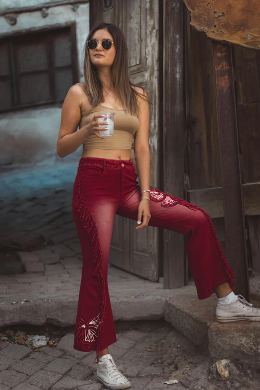 Embroidery Flex Denim Trousers