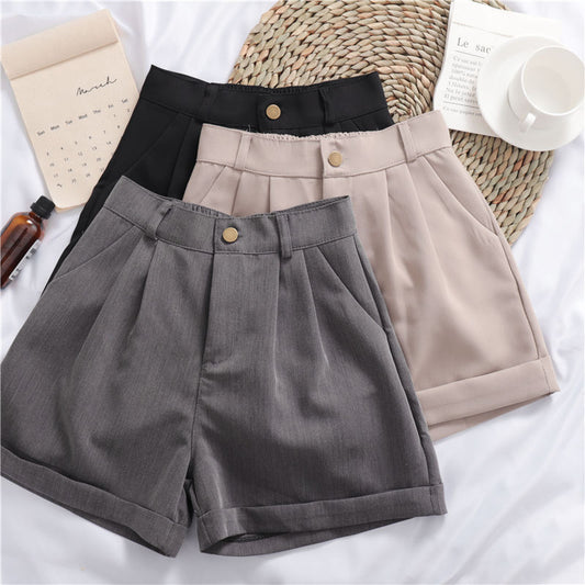 Solid Color Wide-Leg Casual Shorts – Stylish & Versatile Summer Essential