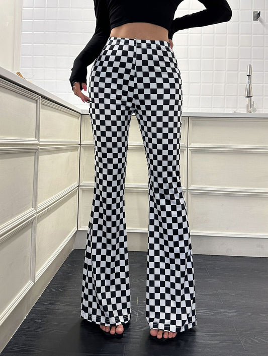Bold Moves Flared Checkerboard Pants