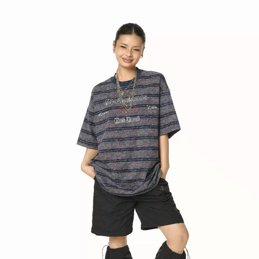 Retro Striped Printed T-shirt