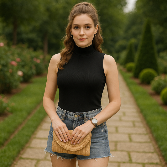 Korean Style Turtleneck Sleeveless Vest