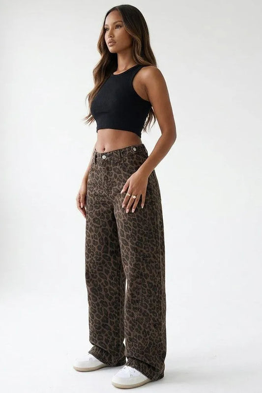 Feline Instinct Leopard Wide-Leg Pants