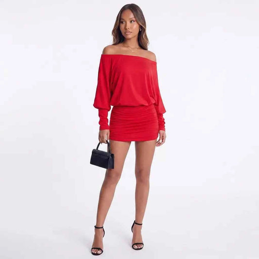 Firekiss Off-Shoulder Ruched Bodycon Mini Dress