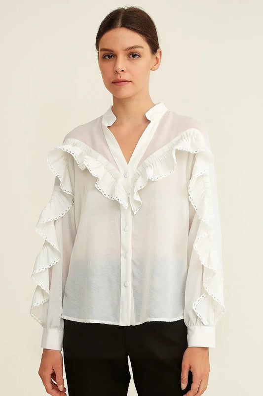 Lace Verticality Slim Fit Color Shirt