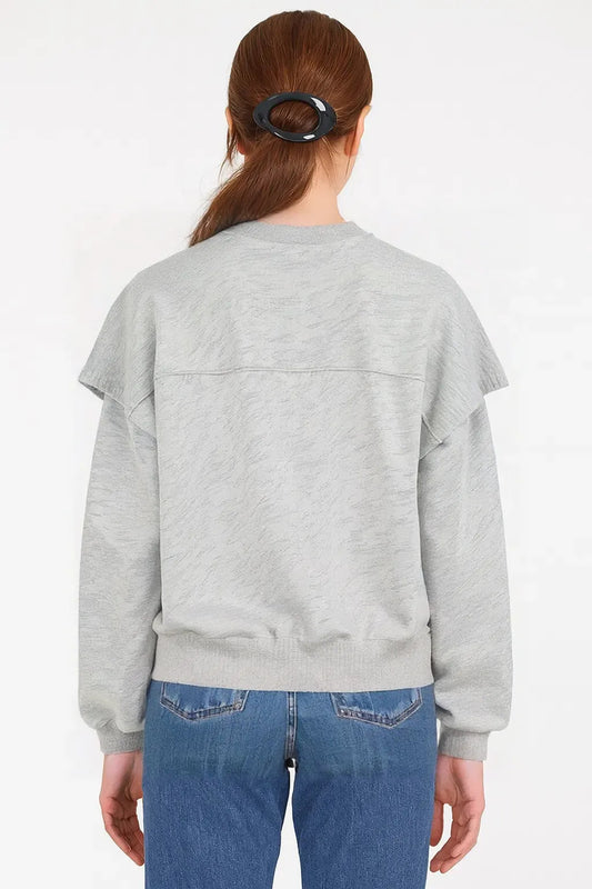 Keep It Cozy Layered Sweatshirt – Heather Gray