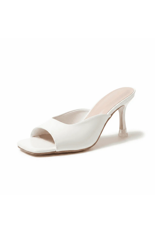 Ivory Luxe Mule Open Toe Heels