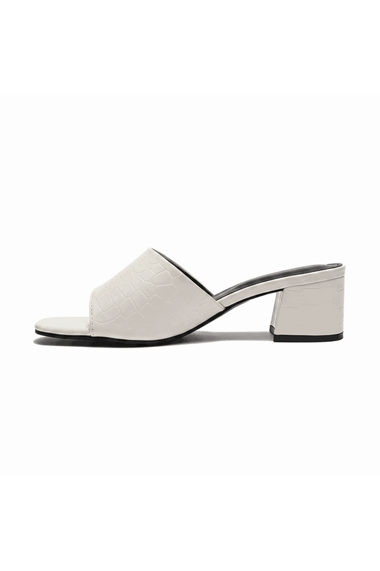 Midnight Luxe Croc Mule open Toe Block Heels
