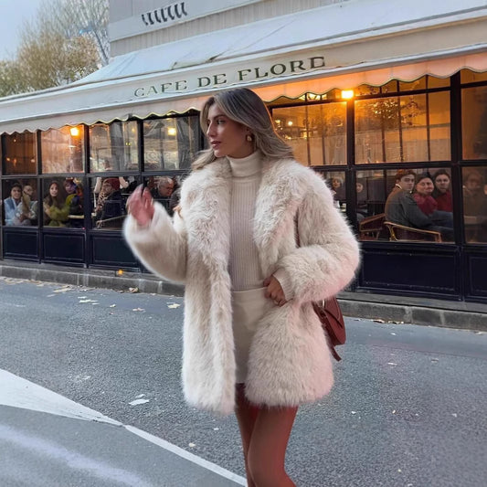 Chic Style Artificial Fur Warm Coat