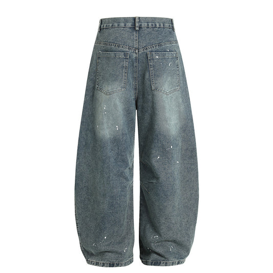 Graffiti Love Print Wide Leg Denim Pants