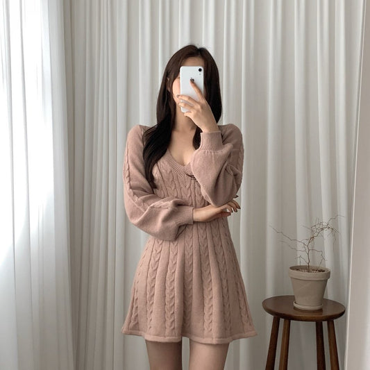 Robe trapèze élégante en maille torsadée