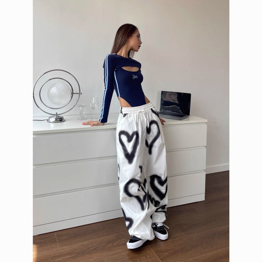 Love Yourself Graffiti Heart Wide-Leg Pants