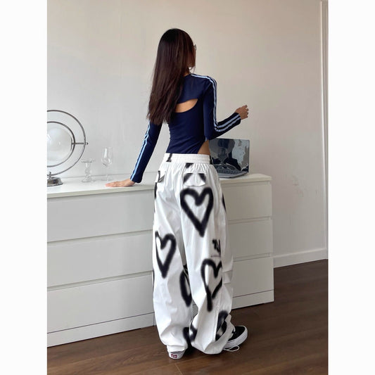 Love Yourself Graffiti Heart Wide-Leg Pants
